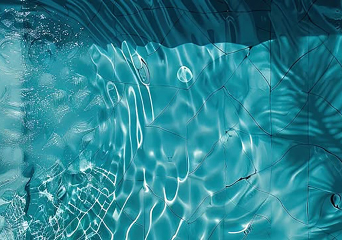 Crystal clear pool water detail
